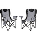 Folding Camping Chairs Set of 2 with Padded Seat and Headrest for Outdoor Comfort Grey