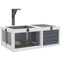 Wooden Tortoise Table With Lamp Holder and Pull Out Trays For Indoor Use, Grey