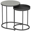 Set of 2 Round Nesting Side Tables Ideal for Living Room or Bedroom Use Grey Homcom