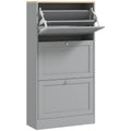 Slim 3 Drawer Shoe Storage Cabinet for Hallway or Entryway with Modern Design Grey