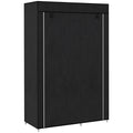 Portable Fabric Wardrobe with Shelves and Hanging Rail Ideal for Bedroom Storage Black