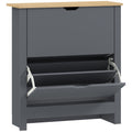 Charcoal Grey Slim Shoe Cabinet For Hallway - 2 Flip Doors Stores Up To 12 Pairs With Adjustable Shelves, 72x26x80cm Homcom