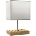 Modern Bedside Table Lamp with USB Charging Ports and Phone Stands for Bedroom White AOSOM