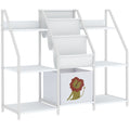 Kids bookshelf and toy organiser with front-facing shelves, white, full studio shot