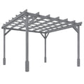 3x3m Grey Wooden Garden Pergola Kit for Shaded Outdoor Relaxing and Climbing Plants Support Outsunny
