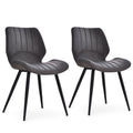 Set of 2 PU Leather Dining Chairs with Padded Seats and Steel Frame for Kitchen Grey
