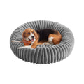 Feandrea large pet bed in dove grey with a dog sitting inside on a white background
