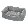 Linen-look dog bed with raised edges in light grey by Feandrea, front view