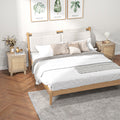 Set of 2 Bedside Tables with Storage Cupboards and Rattan Panels for Bedroom Natural AOSOM