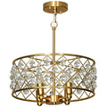 Four Bulb Crystal Chandelier Light Fixture Adds Elegance To Dining Room or Lounge Gold