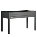 Outsunny Raised Bed for Garden, Wooden Elevated Planter Box with Bed Liner, for Flower Vegetable Herb, Dark Grey AOSOM