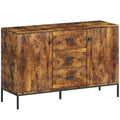 Sideboard with Adjustable Shelves and Drawers for Living Room Storage Rustic Brown