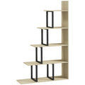 HOMCOM 5-Tier Bookcase, Wooden Ladder Bookshelf Display Stand, Oak AOSOM