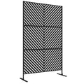 Black Metal Outdoor Privacy Screen with Modern Triangle Design for Dividing Garden Spaces Outsunny