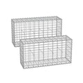 Songmics metal gabion cages shown in four sizes stacked in a row