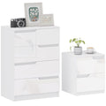 Bedroom Storage Set with 4 Drawer Chest and 2 Bedside Tables for a Tidy Room White