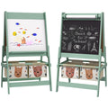 3 in 1 Kids Art Easel with Paper Roll and Storage Shelf for Drawing and Painting, Green
