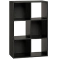 Storage Shelf with 6 Open Compartments for Books and Toys Black Wood Effect AOSOM