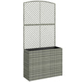 Raised Rattan Planter with Trellis for Easy Gardening Without Bending Dark Grey Outsunny