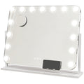 Tabletop Makeup Mirror with 14 LED Bulbs and Adjustable Brightness Settings, White