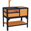 Wooden Tortoise House with Shelter Run Shelf Lamp Holder and Tray Yellow by PawHut