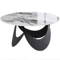 Modern Round Coffee Table with Sintered Stone Marble Effect Heat Resistant Top for Living Rooms Homcom