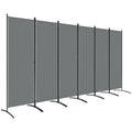 6 Panel Folding Garden Privacy Screen Freestanding Room Divider for Outdoor Use Dark Grey AOSOM