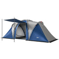 Waterproof Family Tunnel Camping Tent With Bedrooms & Porch, Navy Blue & Light Grey