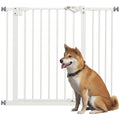 Adjustable Extra Wide Metal Dog Safety Gate for Doorways and Stairs, White
