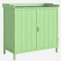 Wooden Garden Storage Cabinet With Galvanised Worktop and Shelves for Outdoor Tools Green Outsunny