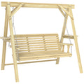 Outsunny Three-Seater Wooden Swing Bench AOSOM