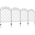 Black Steel Swirl Garden Fence Panels Set of 4 Decorative Picket Design for Outdoor Use