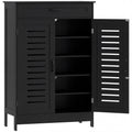 Black Shoe Storage Cabinet For Entryway with Louvered Doors Drawer and Adjustable Shelves 78x37x115cm Homcom