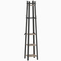 Industrial Freestanding Coat Rack with 8 Hooks and Storage Shelves for Hallway, Grey