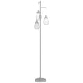 Silver 3 Light Industrial Floor Lamp 170cm Dimmable Steel Shades for Lounge or Bedroom by HOMCOM