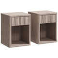 Bedside Tables Set of 2 with Drawer and Shelf for Organised Bedroom Storage Grey AOSOM