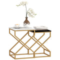 Set of Two Marble Effect Nesting Tables Modern Space Saving Design by HOMCOM
