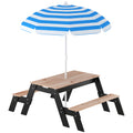 Kids Outdoor Table and Bench Set with Hidden Storage and Parasol for Tidy Garden Play Natural Wood Aiyaplay