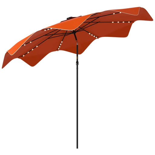 Image of an orange crank handle parasol with LED lights