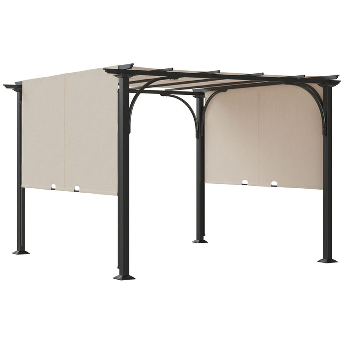 An image of a Beige 3m x 3m Garden Pergola With Retractable Roof 