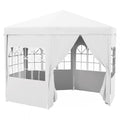 Image of an Outsunny 4m Hexagon Gazebo With Sides, White