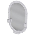 Oval pegboard wall mirror with two pen holders and a tray, product view