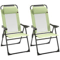 Set of 2 Folding Recliner Sun Loungers with Adjustable Backrest for Garden Use Green Outsunny