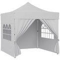 Outsunny 3 x 3 m Pop Up Gazebo with Sidewalls, UPF50+ Heavy Duty Garden Party Tent Marquee with Wheeled Carry Bag, Silver Grey AOSOM