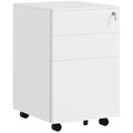 3 Drawer Steel Filing Cabinet with Lock Pencil Tray and Wheels for Home Office Use White