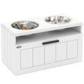 Raised Dog Bowl with Slow Feeder and Storage Drawer for Large Dogs White by PawHut