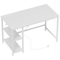 White Computer Desk with Power Outlets and Reversible Shelves 120 x 60 cm