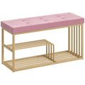 Shoe Storage Bench with Padded Seat for Hallway Organisation Pink AOSOM