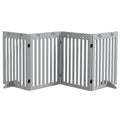 Grey Wooden Foldable Freestanding Pet Safety Gate with Support Feet by PawHut