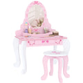 Pink Kids Dressing Table Set with Stool Mirror Drawer and Ballet Theme by AIYAPLAY